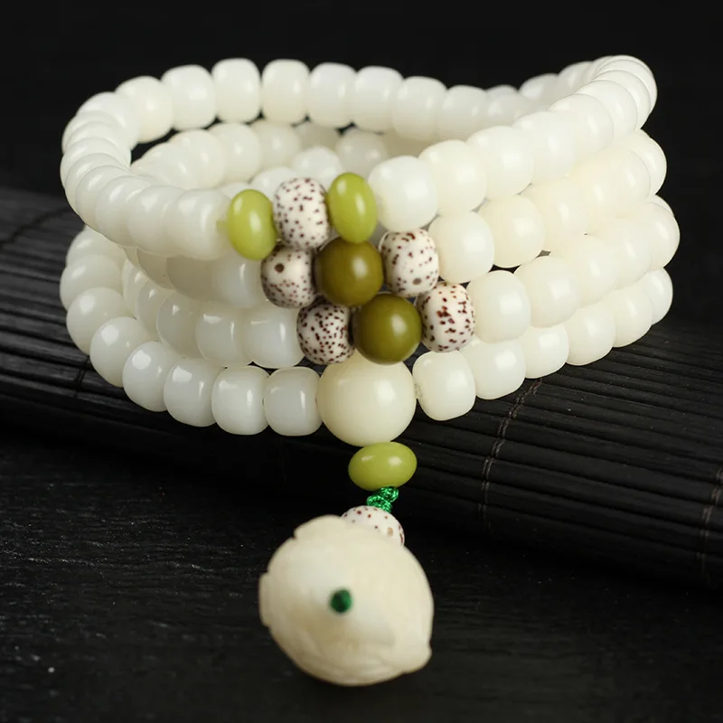 Natural Hainan White Corypha Umbraculifea Original Sub 108 Beads Lotus Wholesale Bracelet