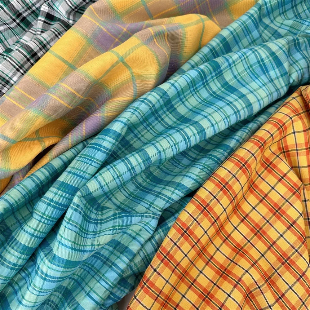 Soft and Breathable Twill Plaid Fabric for Clothing and Bedding Cloth, 140x50cm