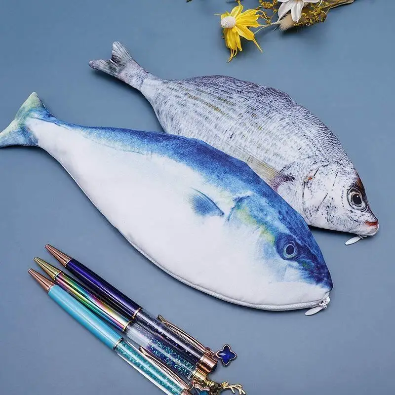 Trousse à Crayons En Forme De Poisson – Rangement Stylos, Porte-monnaie, Sac Téléphone – Nylon, 31x14 Cm
