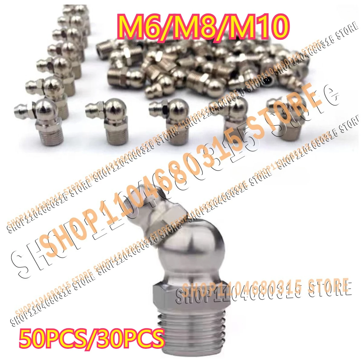 

50/30PCS Stainless Steel Grease Nipple SS201 SS304 Metric External Thread Straight Elbow Type Grease Nipple for F0006 Grease Gun