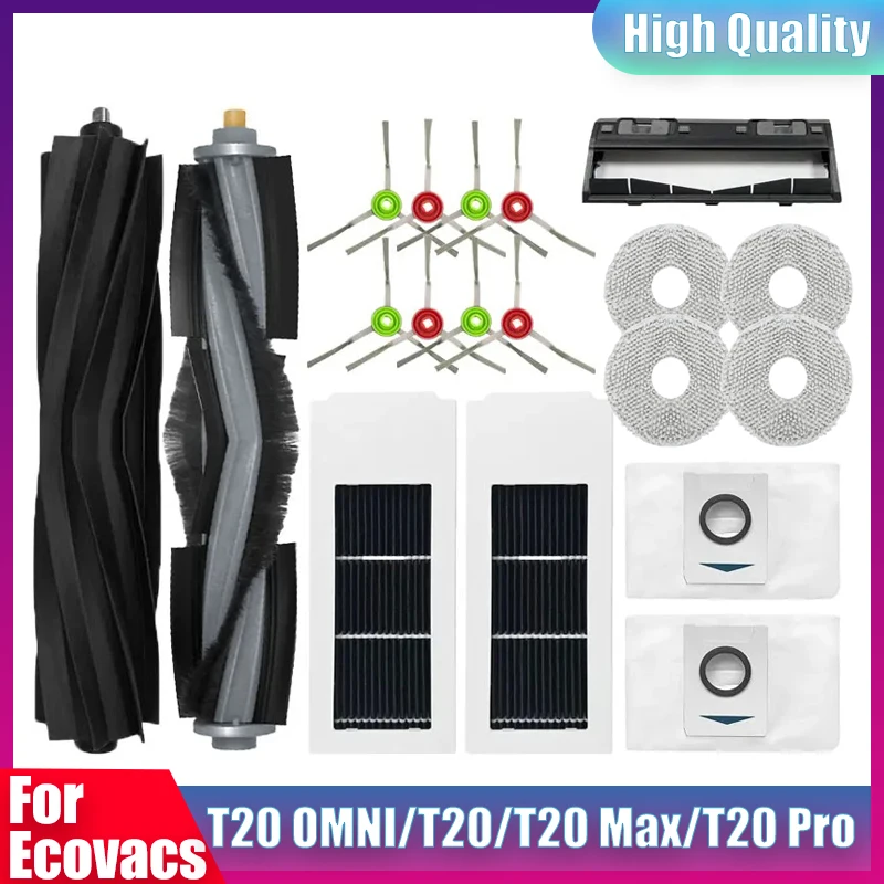 

For Ecovacs T20 OMNI/T20/T20 Max/T20 Pro Accessories Main Side Brush Mop Cloth HEPA Filter Dust Bag Replacement Spare Parts