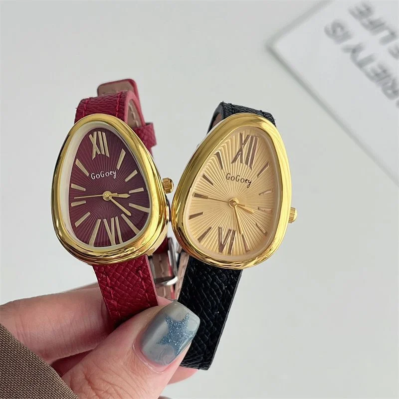 Luxury Brand Women Snake Dial Watch Ladies Fashion Red Leather Strap Quartz Wristwatch Female Gift Dropshipping Clock Relogio