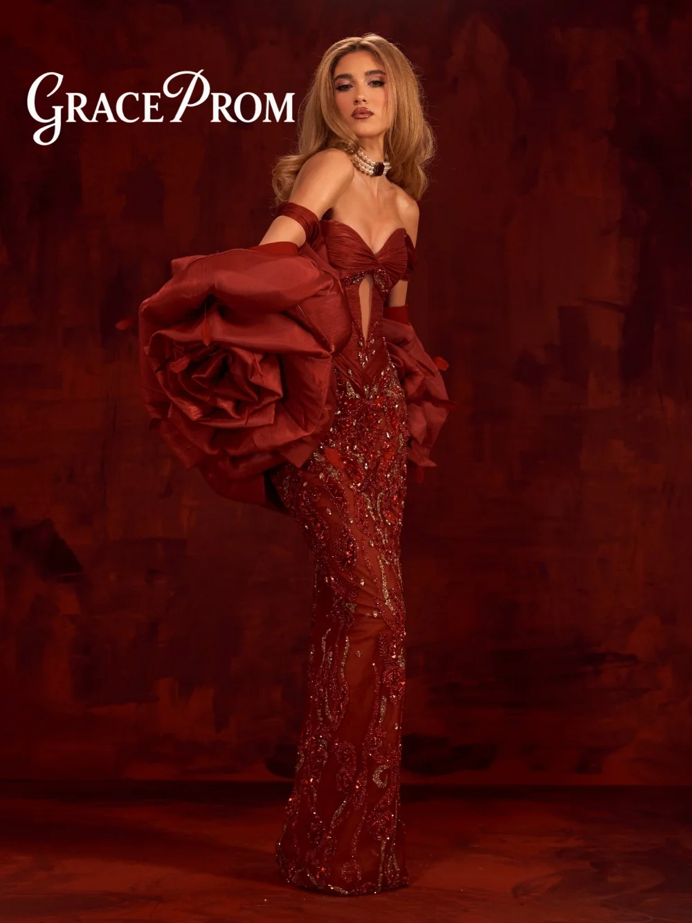Requintado borgonha vestido de noite 2026 sexy fora do ombro tapete vestido elegante frisado uma linha até o chão vestido de festa فسات