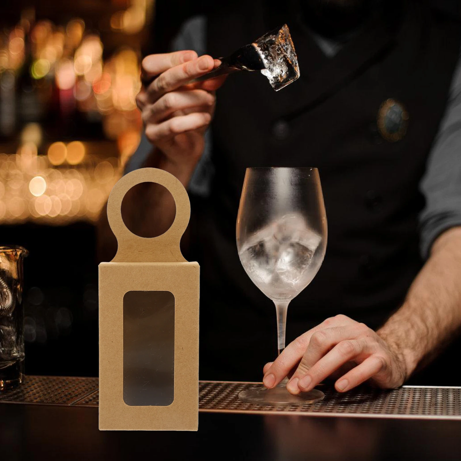 

25Pcs Wine Bottle Hanger Paper Boxes Gift Storage Case Hanging Boxes with Transparent Window Handle for Wine Jewelry