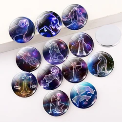 1pcs 12 Constellation Zodiac Signs Glass Cabochon 25mm Diy Earrings Necklace Pendant  Jewelry Making Supplies Wholesale