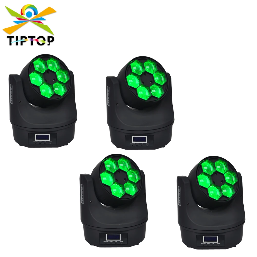 TIPTOP 4 PACK ADJ 6x15W 4in1 RGBW LED Small Bee Eye Moving Head Beam Light, Mini B Eye LED Moving Head RGBW DMX Endless Rotation