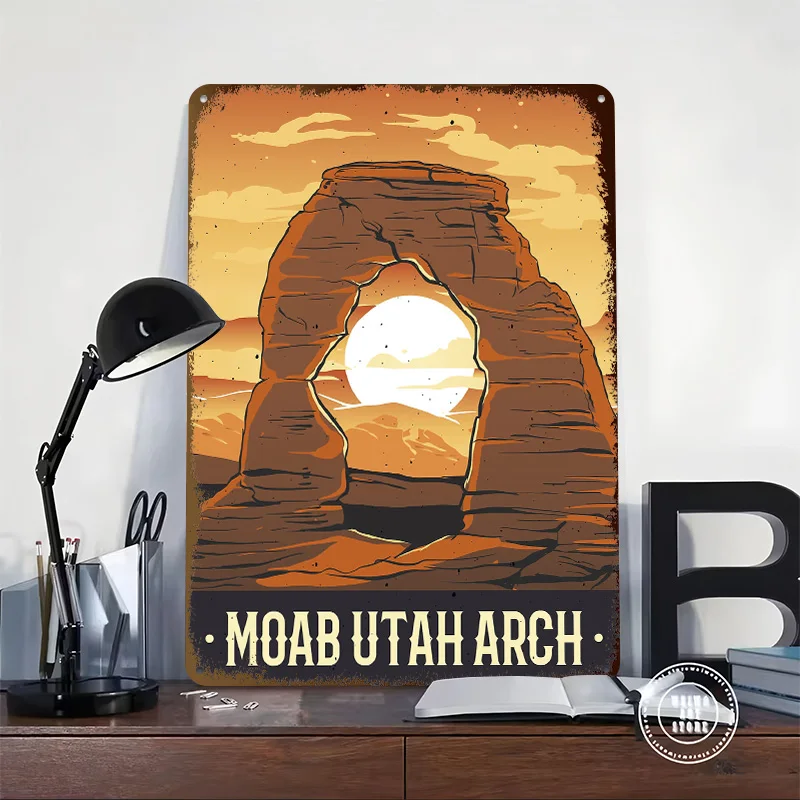 Rock Arch Landscape Poster Customized Wall Art Vintage Metal Signs Retro Tin Plaque for Man Cave Bedroom Decoration Living Room