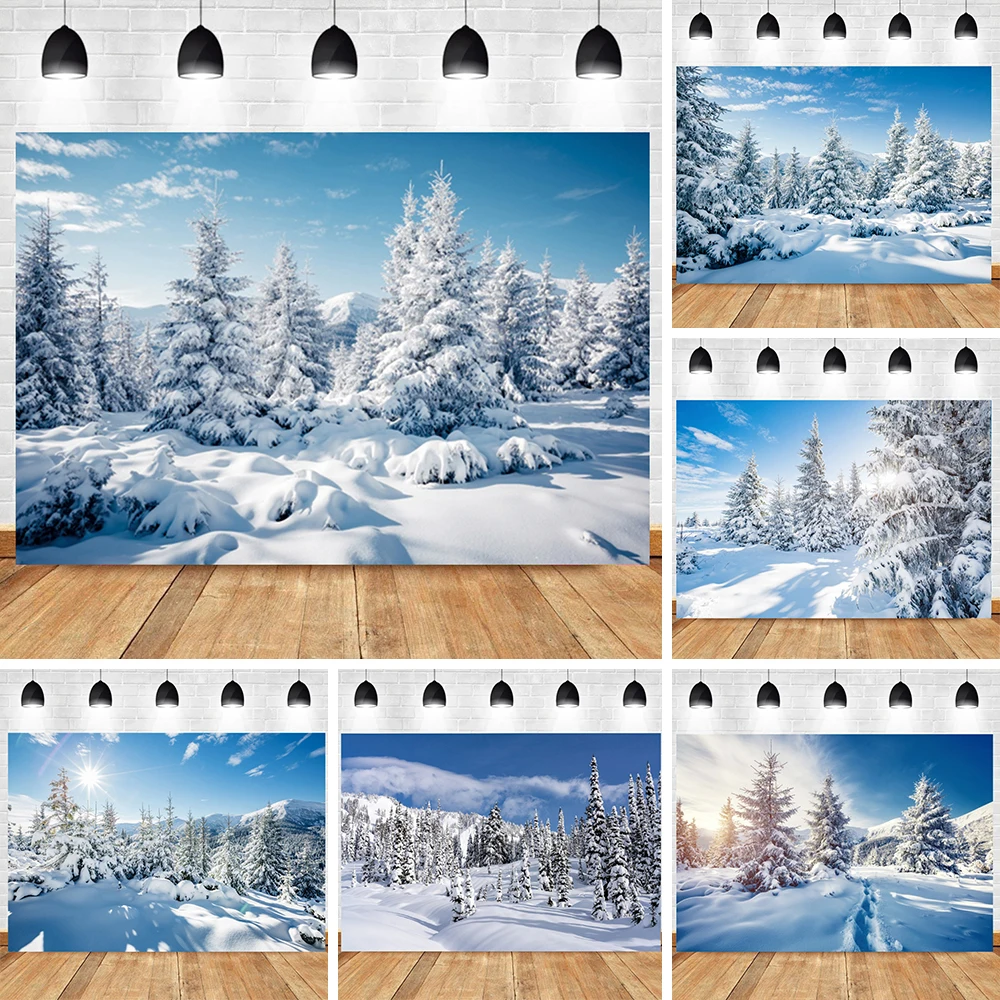 Laeacco Witte Kerstboom Winter Bos Landschap Room Decor Achtergrond Fotografische Foto Achtergrond Voor Foto Studio