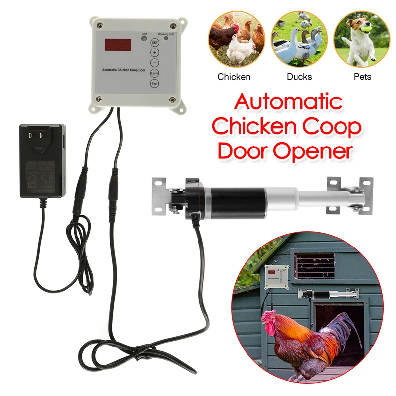 Automatic Chicken Coop Door Opener Controller Kit Electric Timing Opener + Light Sensor Auto Farm Duck Goose Pets House Opener