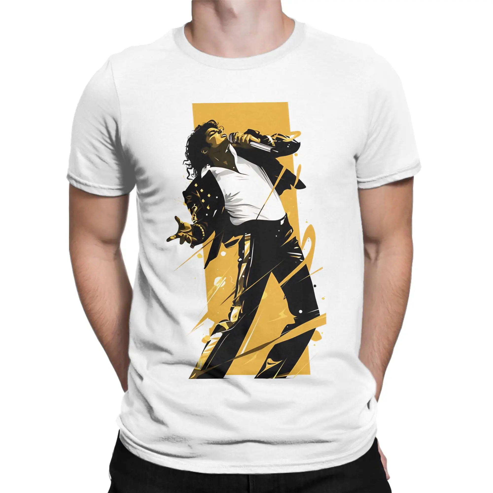 Camisetas MJ Pop King para homens e mulheres, camiseta 100% algodão, gola redonda, manga curta, roupas plus size