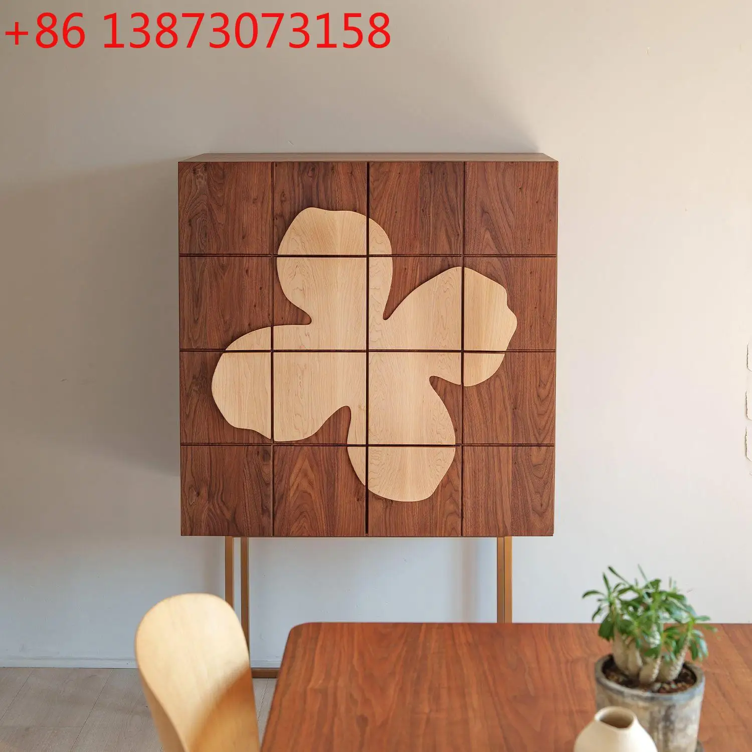 Sideboard, entryway, walnut, Burmese teak, hard maple, wax oil, log, Italian, medieval, light luxury