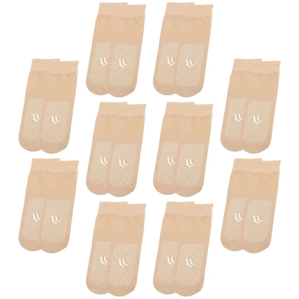 

10 Pairs Anti snagging Socks Women Skin Color Thin Breathable Cotton Non slip Soles Short Stockings Elastic Design