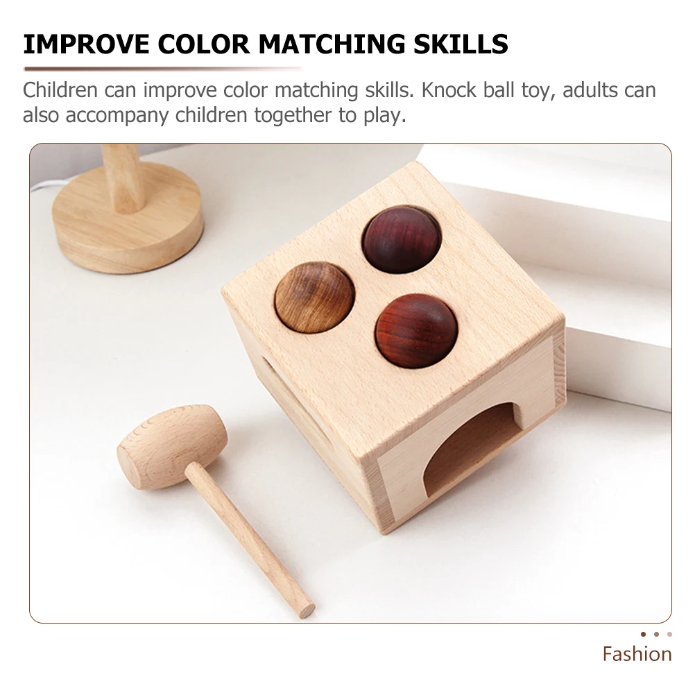 1 set 1 Set Of Wooden Knock Hand Eye Coordination Educational Plaything For Kids Cognitive Training Wood Hammer Beat