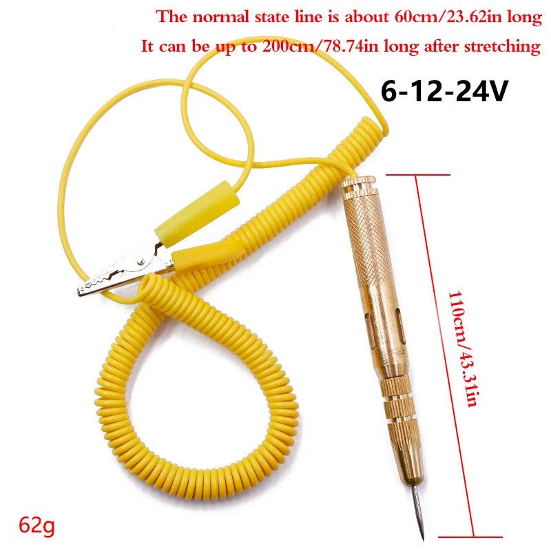 6V 12V 24V Auto DC Copper Car Light Circuit Tester Lamp Voltage Test Pen Detector Probe Light System Test Diagnostic Tools