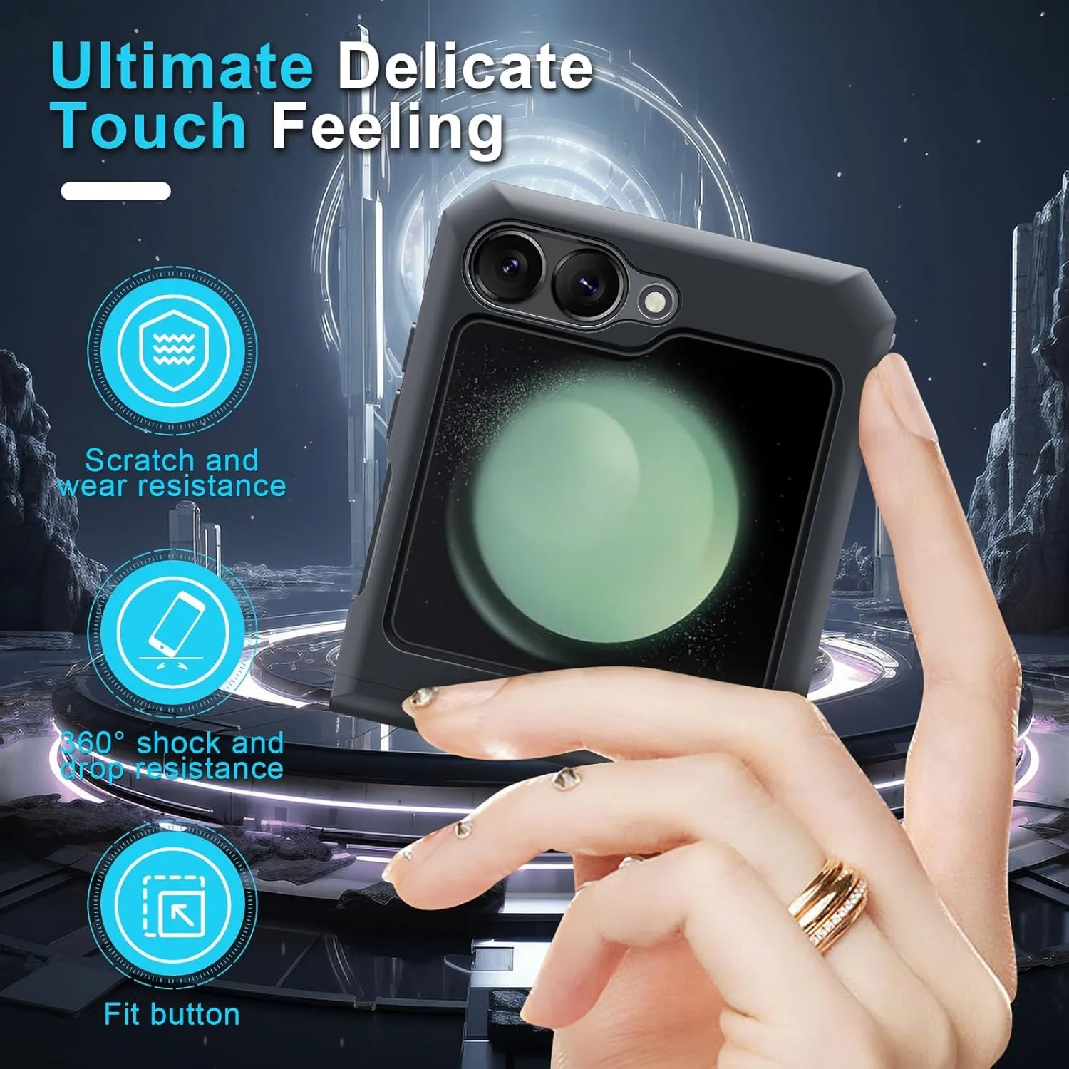 Etui do Samsung Galaxy Z Flip 7 5G Z Flip 6 Wojskowe, odporne na wstrząsy, wytrzymałe, ochronne pancerne etui z magnetyczną podpórką i pierścieniem — zdjęcie produktu 5