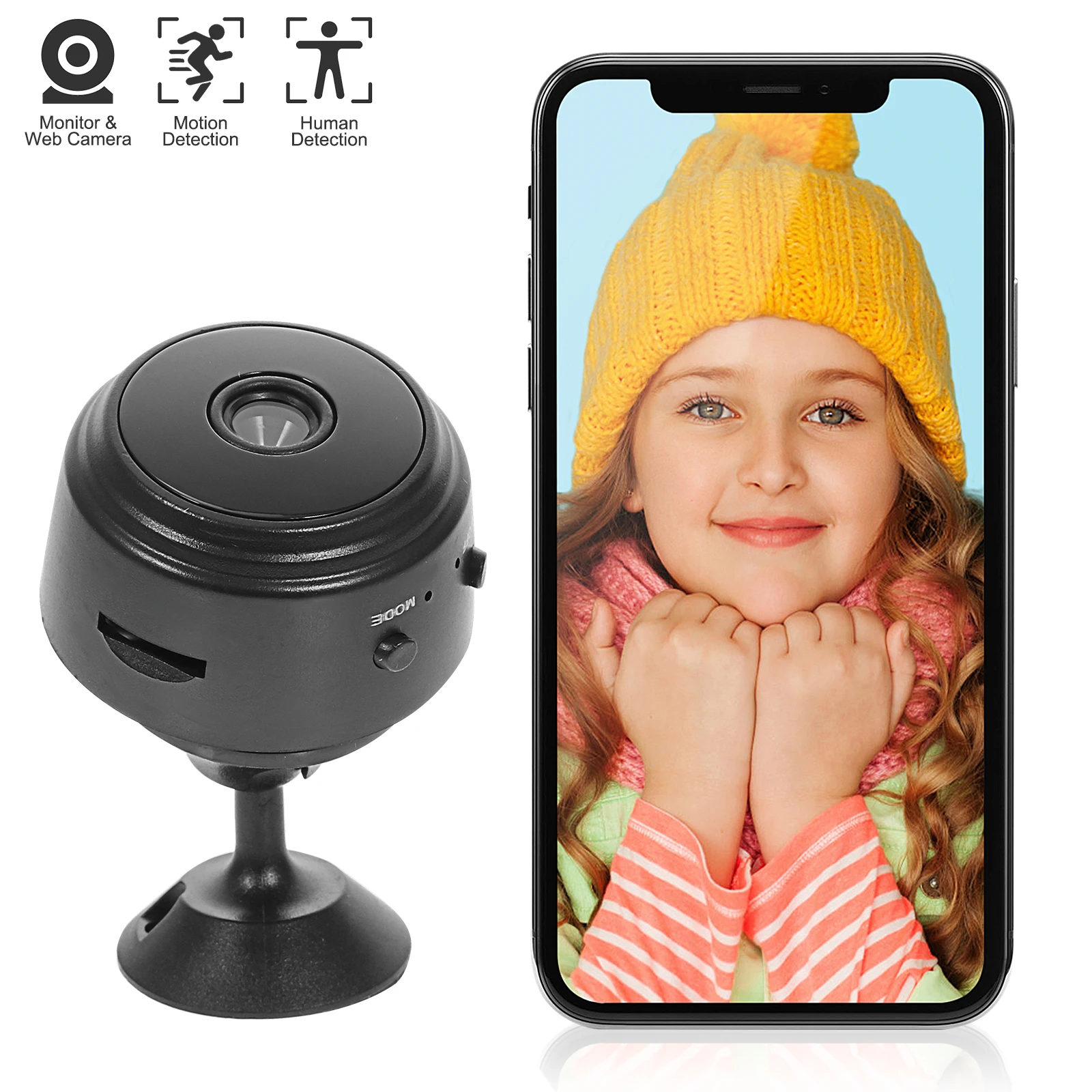 

1080P Mini Night Camera Home Remote Monitor Pet Security Infrared Vision Motion App Control Black