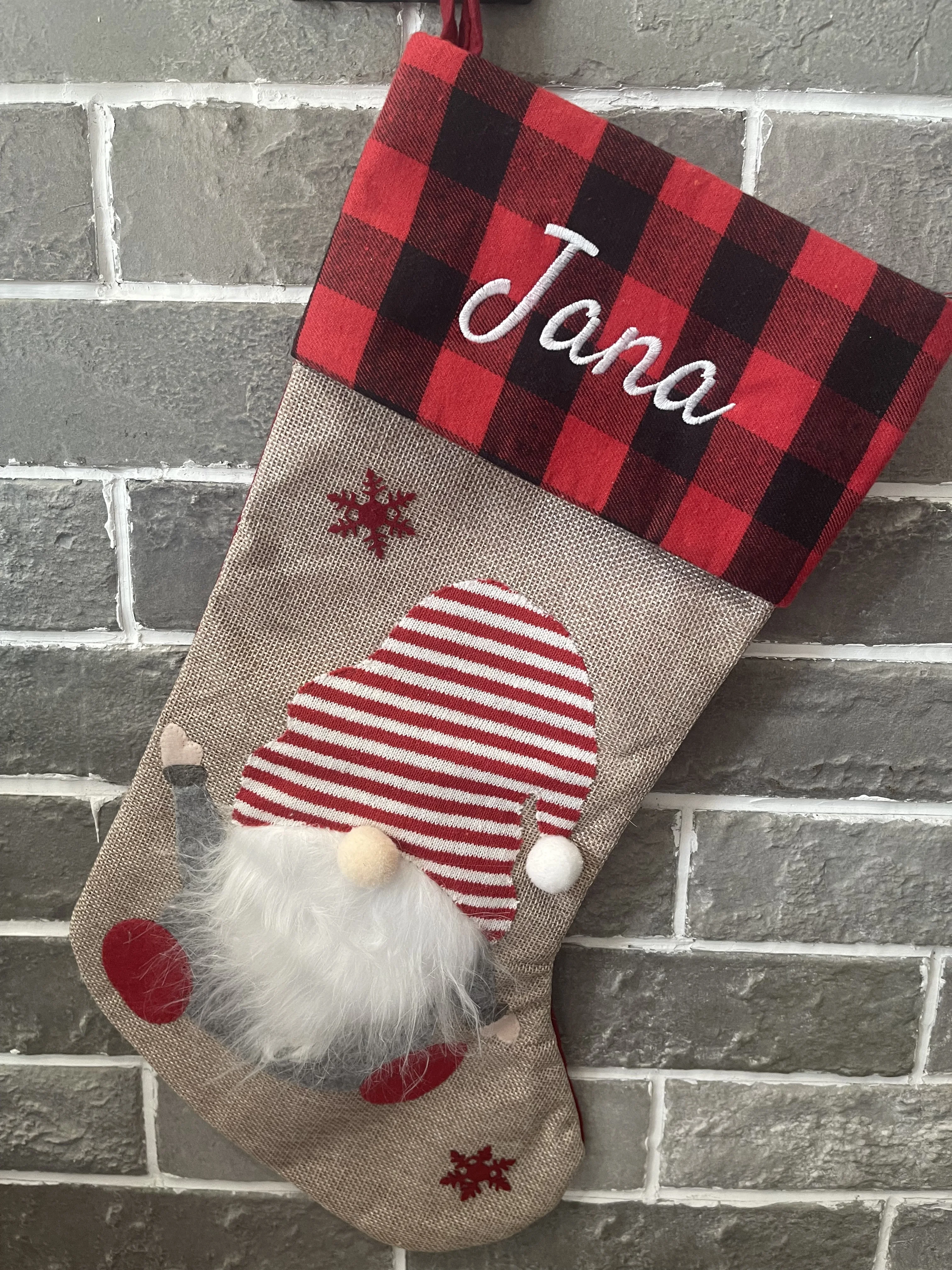 Medias de Navidad personalizadas con nombre, medias familiares, regalo de Navidad, adorno rojo