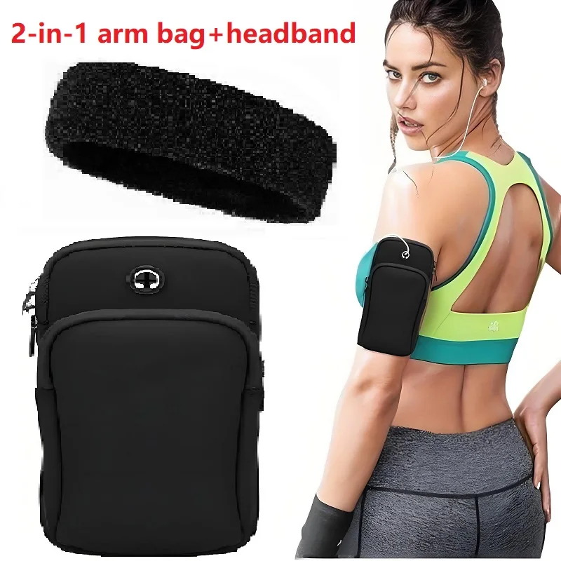 

Комплект спортивных браслетов и повязок на голову, аксессуары для бега, велоспорта, баскетбола, устойчивый к поту держатель для телефона и дышащая повязка на голову для спортзала