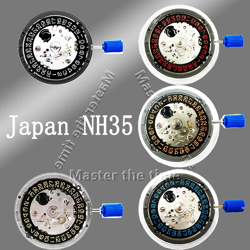 mouvement-automatique-japonais-nh35a-24-bijoux-roue-de-date-noire-lettrage-blanc-rouge-bleu-dore-orange-mecanisme-de-remplacement-mod