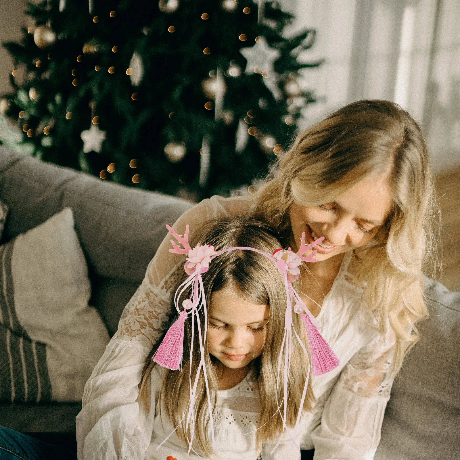 

Antler Tassel Flower Headband Xmas Deer Horn Headband Little Decorative Hair Accessories Christmas Party Cosplay Festival