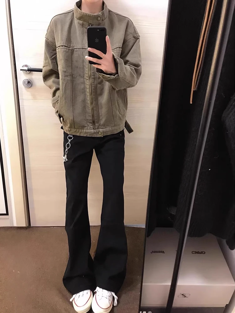 Bla American High Street Flared Jeans Men's Autumn Rise High Slim Vibe Knife  Pants Straight Leg Fit Casual Jeans