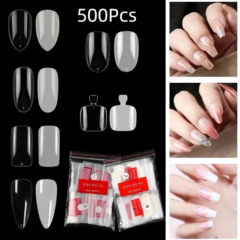 500Pcs False Nail Tips 12 Styles Thin Flexible Various Sizes Home DIY Nail Art Salon Beginner Tool