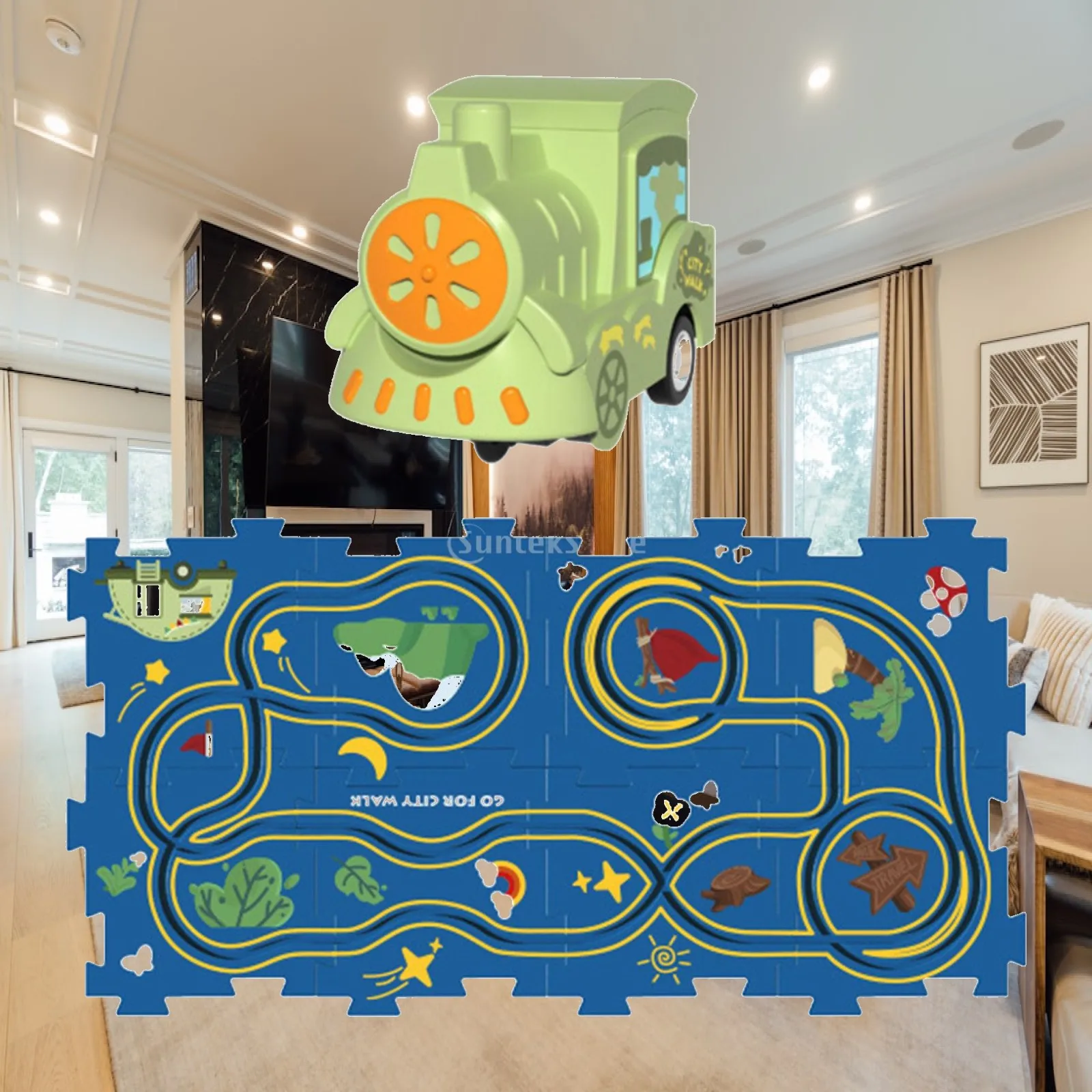 Rail Car Building Toys Preschool Educational Toy Hand Eye Coordination Puzzle Tracks Jigsaw Set for Kids Children Birthday Gifts