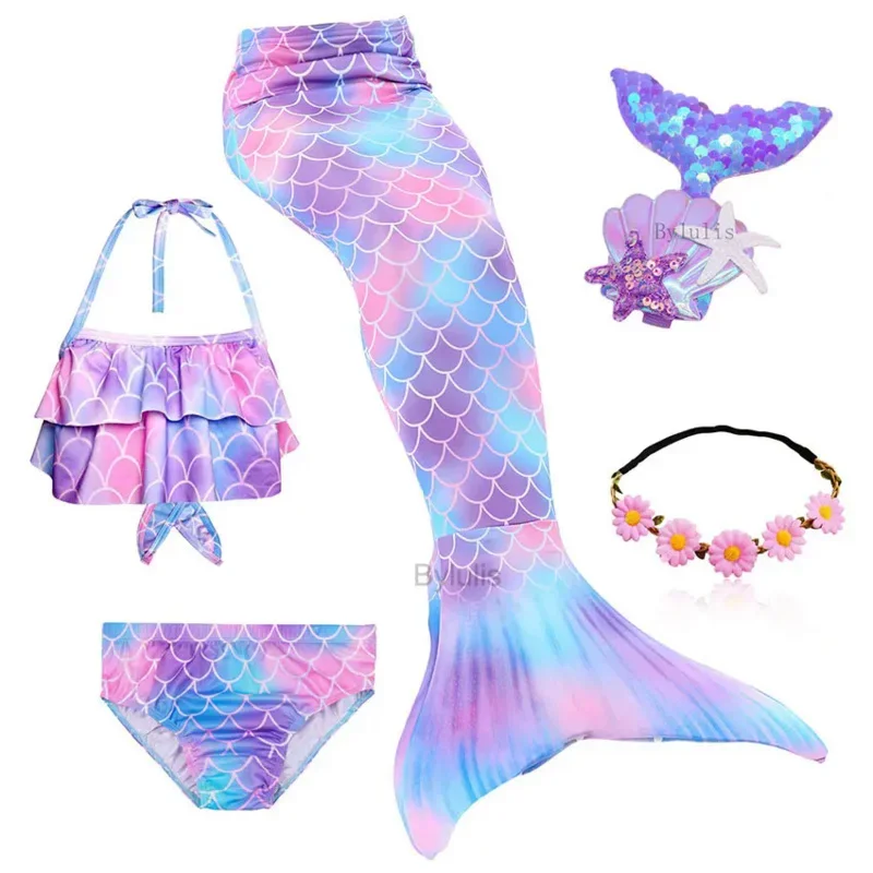 Tail Girls Kid Swimsuit Children The Little Mermaid Costume Cosplay Beach Pool Clothes Bathing Suit For Swimming MN8