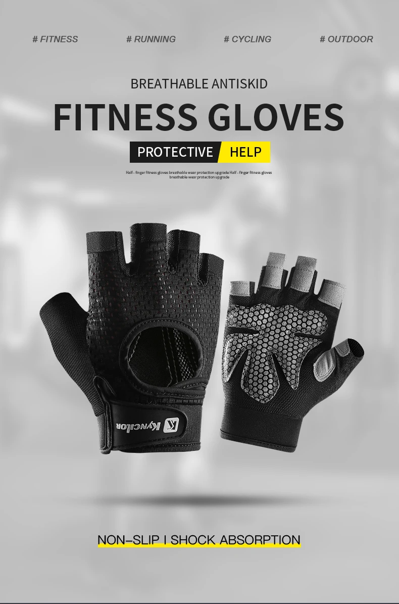 Sport Fitness Männer und Frauen Gewichtheben atmungsaktive rutschfeste Silikon Halbfinger-Fahrradhandschuhe – Detail 1