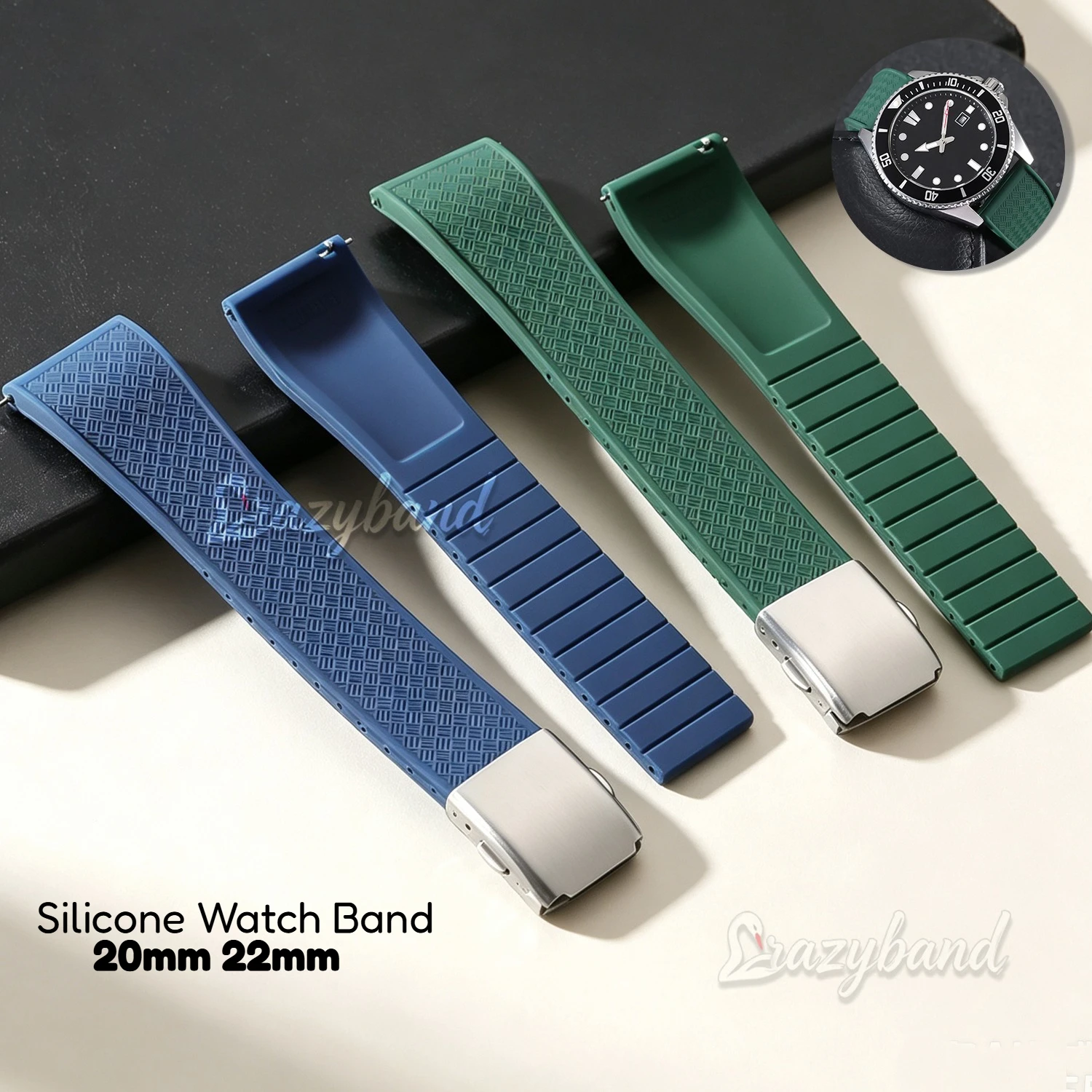 20mm 22mm Quick Release Silicone Watch Strap for Omega for Seiko Green Band Blue Black Universal Replacement Wrist for Men Women