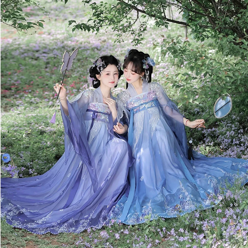 Ancient Costume Style Women's Han Chinese Clothing Chest Broken Sleeve Embroidery Improved Daily Spring and Summer