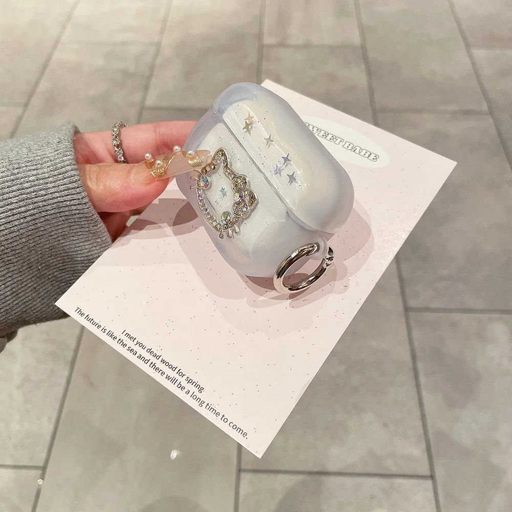 غطاء حماية لسماعات الرأس اللاسلكية سانريو هالو كيتي اللطيفة لأجهزة AirPods 1 2 3 Pro AirPods 4 وPro2 مناسب للحمل