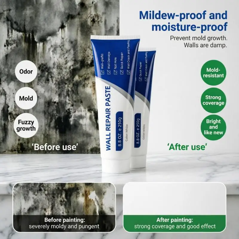 250g Wall Repair Paste Drywall Filler White Mending Cream For Wall Crack Graffiti Peeling Paint Home Renovation For Daily Use