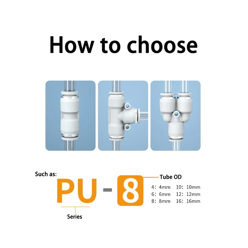 Pneumatic Fitting  High strength plastics Pipe Connectors White Fittings BSP Thread Tube Connector PU PE PV PM 6mm 8mm Adapter