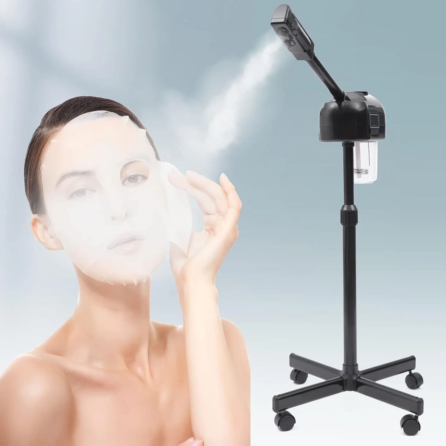 750W Facial Steamer, Cosmetic Steamer with Timer and Hot Face Sauna Evaporator with LCD Control Panel for Salon and Home