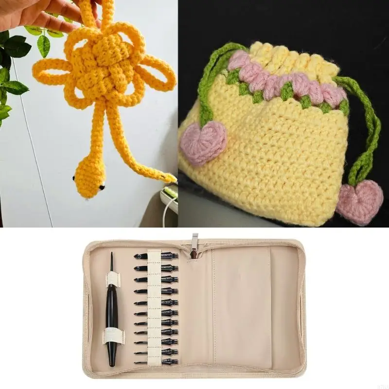 

Ergonomic Aluminum Crochet Hook with 11 Interchangeable Tip Yarn Craft Tool Set 87HA