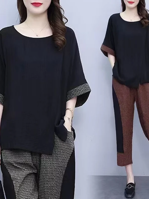 

Модный повседневный спортивный комплект из семи предметов: брюки-кюлоты с высокой талией для полных женщин, в корейском стиле