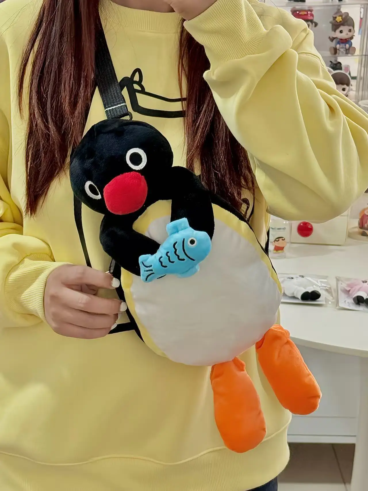 

Women funny backpack girl penguin cute cartoon plush shoulder bag