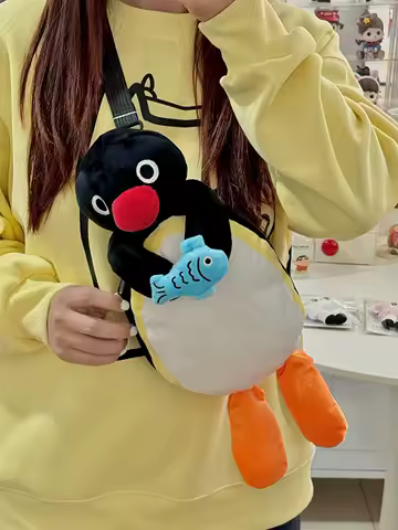 Women funny backpack girl penguin cute cartoon plush shoulder bag