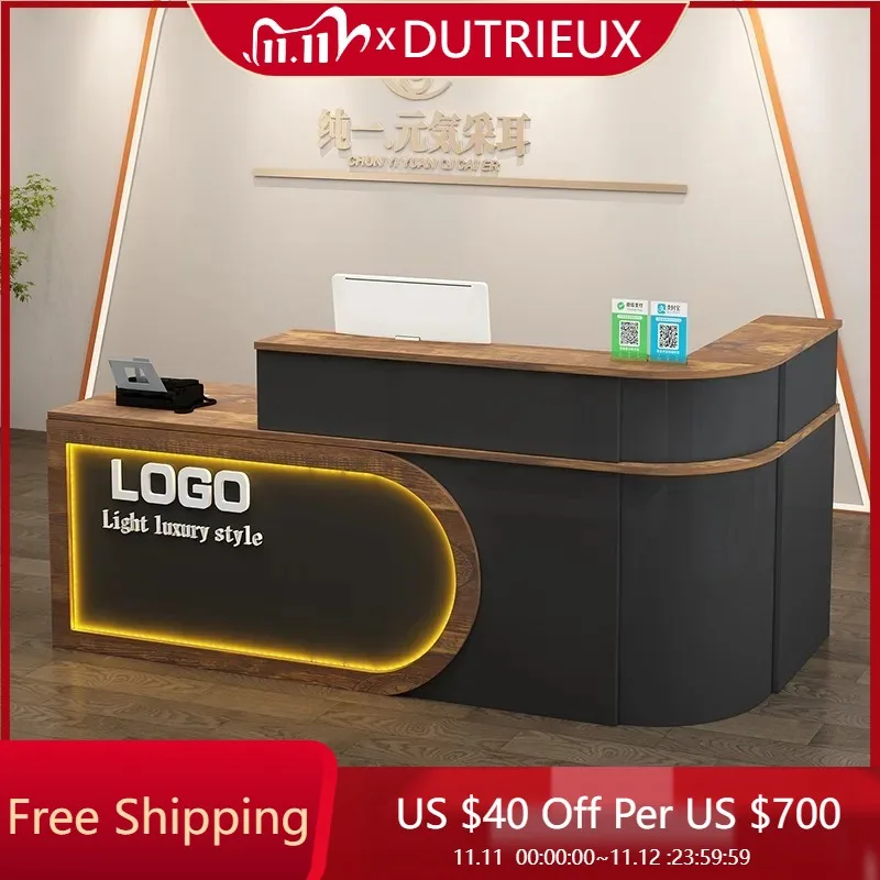 

Room Decor Luxury Reception Desks Modern Simple Counter Luxury Company Clear Reception Desk Salon Bureau Commercial Furniture