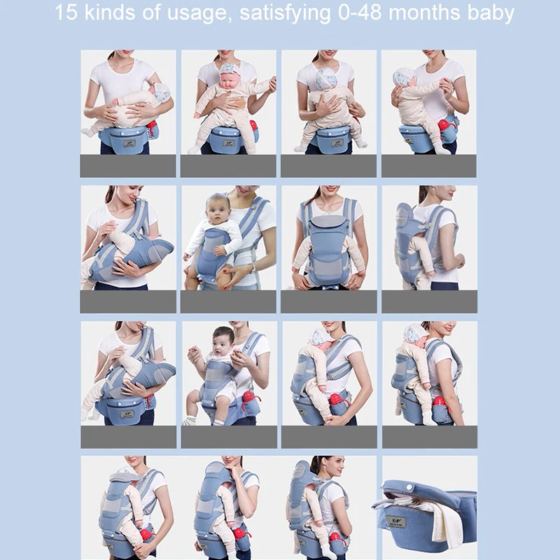 Newborn 0-48 Month Ergonomic Baby Carrier Infant Baby Hipseat Carrier 3 In 1 Front Facing Ergonomic Kangaroo Baby Wrap Sling