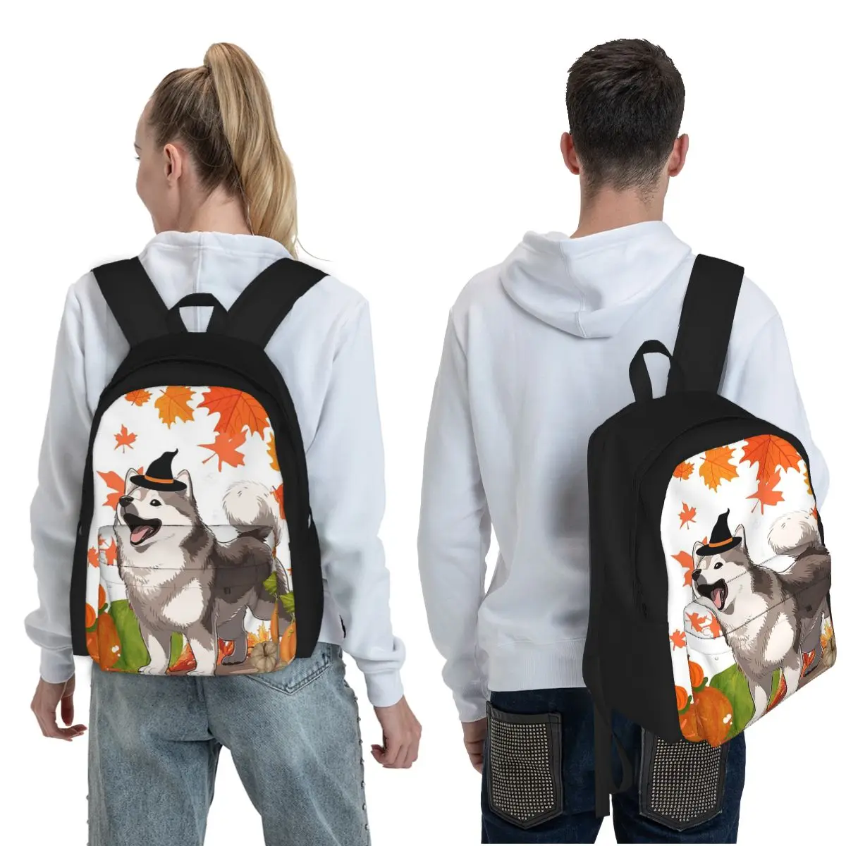 Autumn Husky Student Backpack School Bag Hiking Travel Daypack for Boys Girls Fashion Bookbag Shoulder Bags