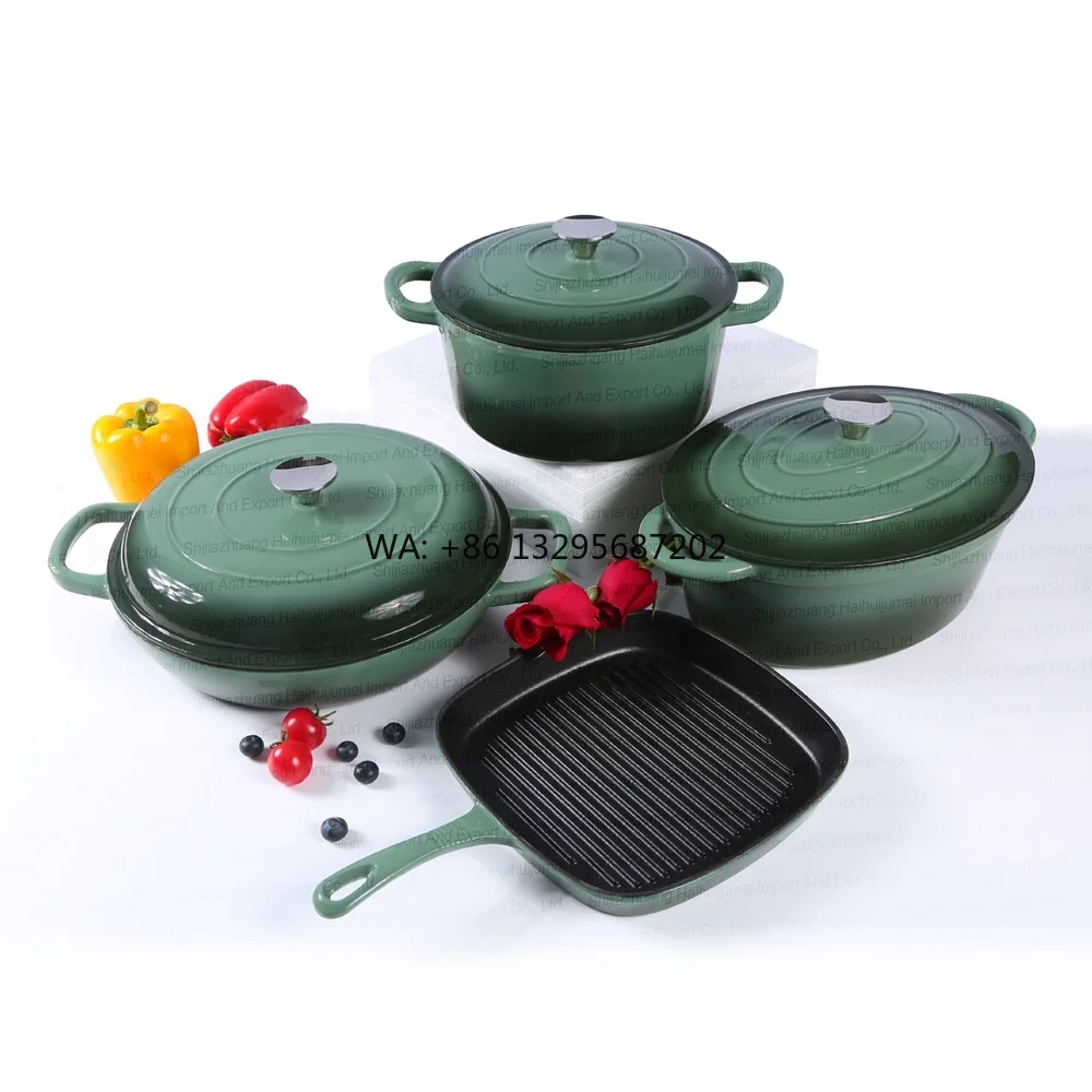 

Hot Sell 7 Pieces Enamel Casserole Cast Iron Pots and Pans Nonstick Cookware Dutch Oven Set