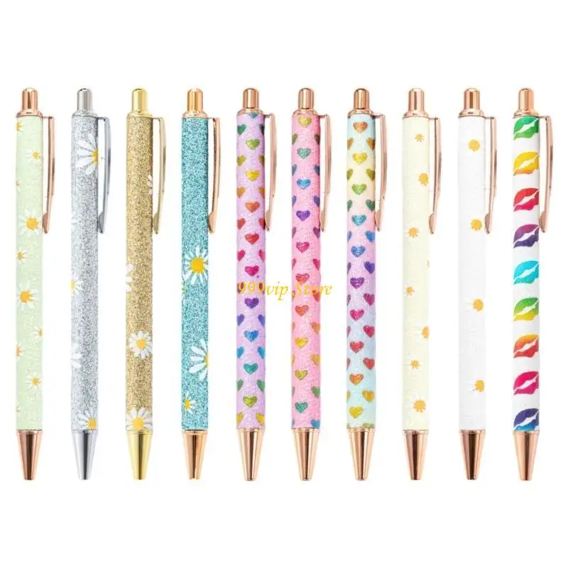 

C90C 10pcs Metal Ballpoint ручка выдвижной шар для шариковой перо бизнеса подписание ручки плавное, чтобы написать для приема