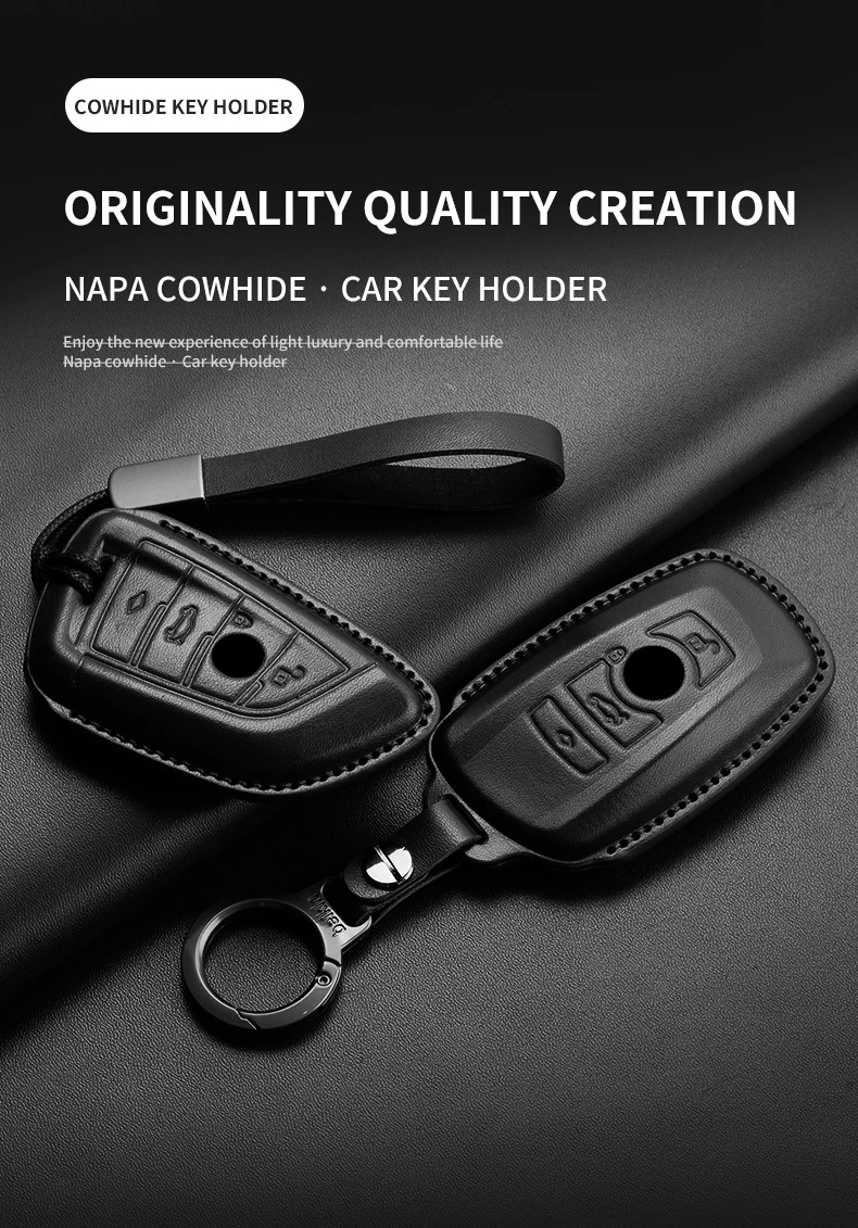 Auto-Schlüsselanhänger für BMW 1er 3er 5er 7er Serie X1 X3 X4 X5 X6 F15 F16 G01 G02 G05 F10 F20 F30 F34 G07 G20 G30 Leder-Autoschlüsselhülle – Detail 2