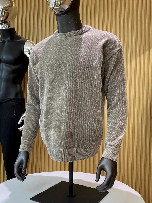 เสื้อสเวตเตอร์ถักสไตล์อเมริกันย้อนยุค ผ้ากำมะหยี่เนื้อนุ่ม อุ่นสบาย ผลิตจากเส้นใยโพลีเอสเตอร์นุ่ม เหมาะสำหรับฤดูหนาว