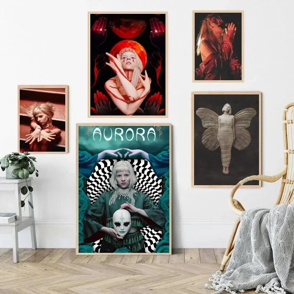 1pc Singer poster A-Aurora-Aksnes ritratto Poster Paper Print Home Bedroom ingresso Bar Cafe Art Painting Decoration