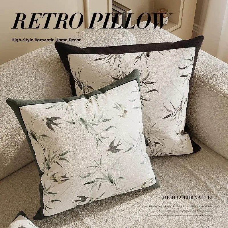 modern-chinese-style-bamboo-swallow-pillow-cover-fabric-for-bed-or-sofa-includes-core-simple-design-rectangular-plant-floral