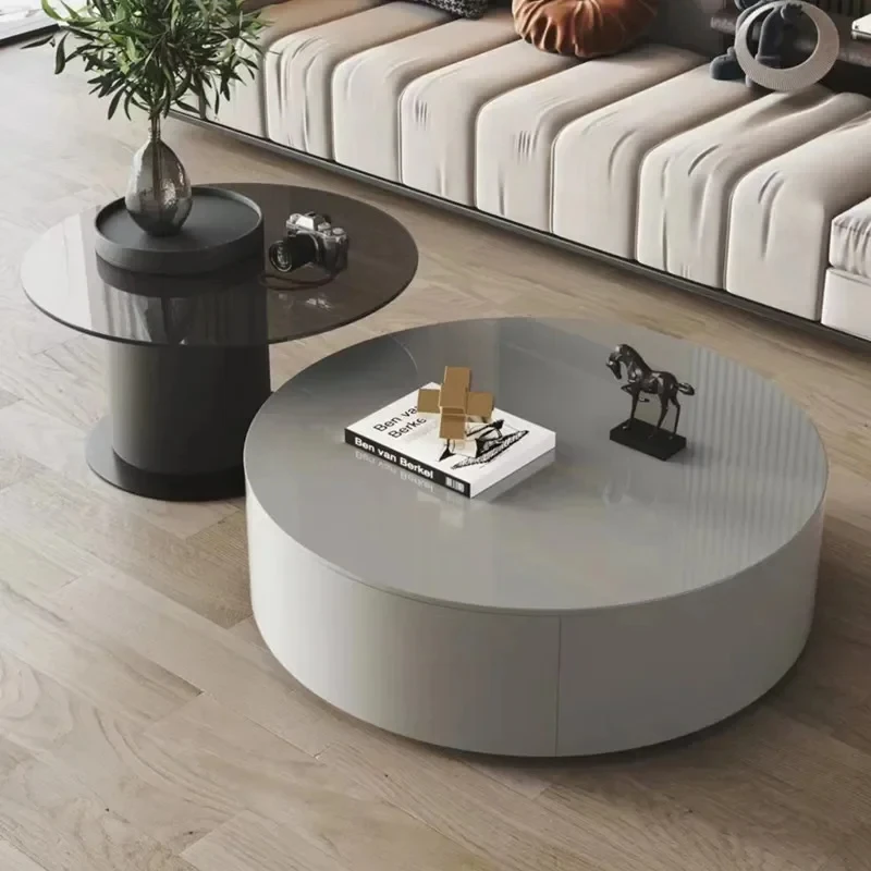 Designer Coffee Table Nesting Neat Round Mobile Luxury Center Tables Living Room Balcony Orta Sehpa Room Furniture image 2