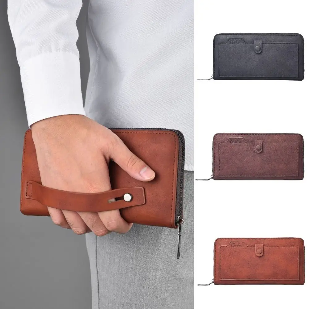 

Fashion Leather 3 Fold Purse Multi-position Large Capacity Men's Hand Bag Contracted Leisure Male Leather Purse Male